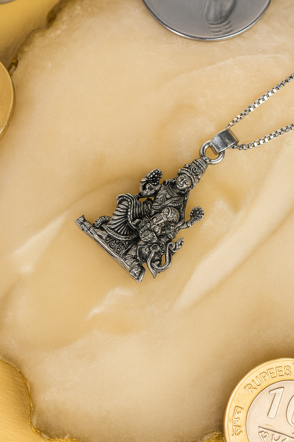 Laxmi on Hatiji Oxidized Pendant with Chain